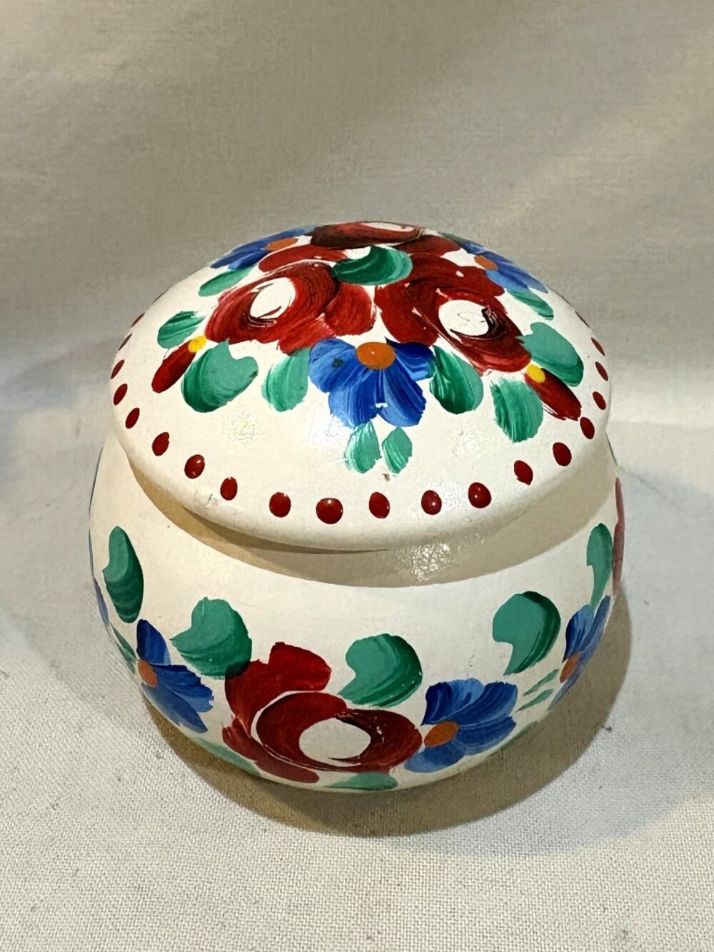 Hand Made Hand Painted Wooden Trinket Box with Lid Hungary Folk Art Floral